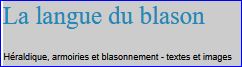 LA LANGUE DU BLASON